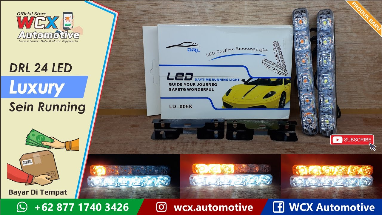 Lampu LED DRL + Sein Running: 2 Mode 2 Warna 6 Mata