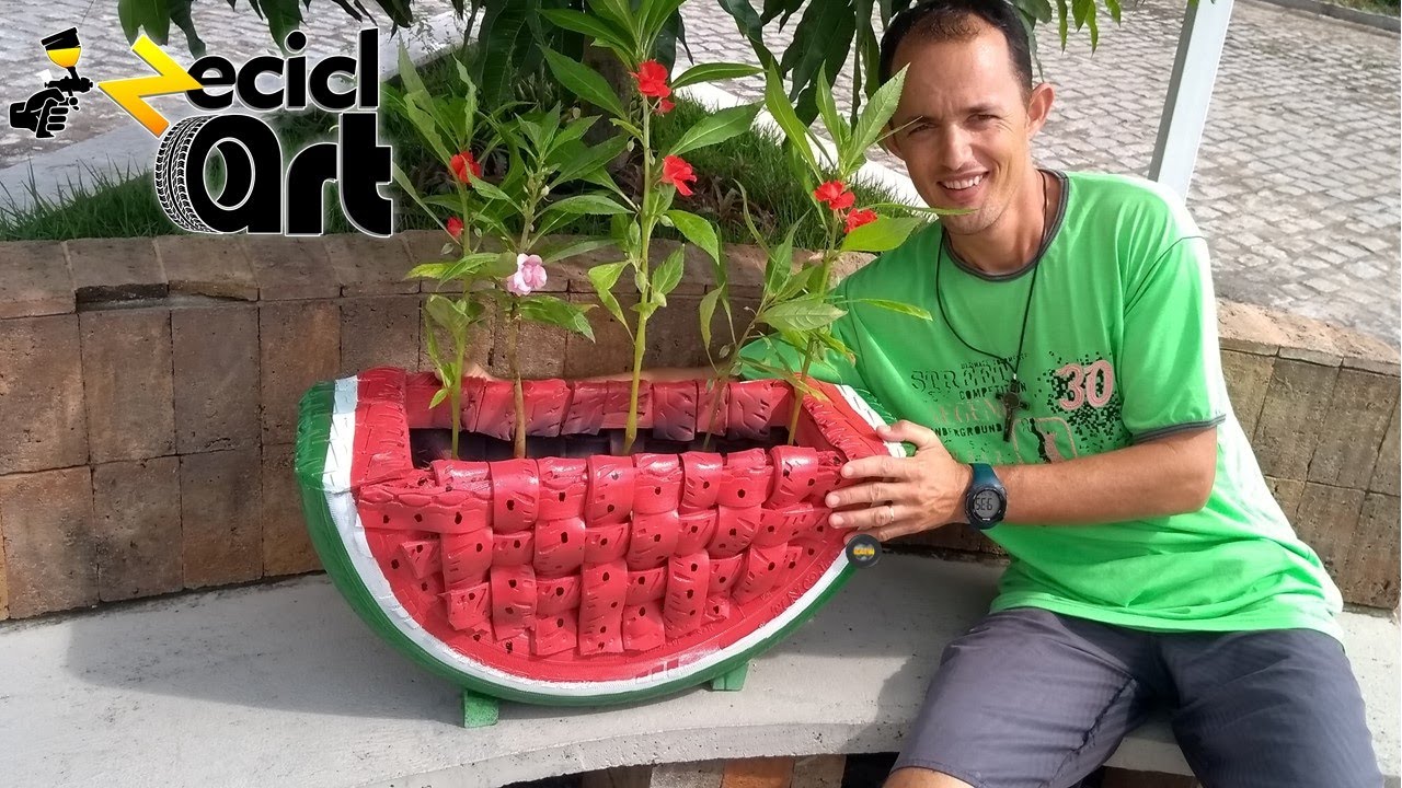MELANCIA GIGANTE!🍉 COMO FAZER DE PNEU.  REUTILIZE TAMBÉM!