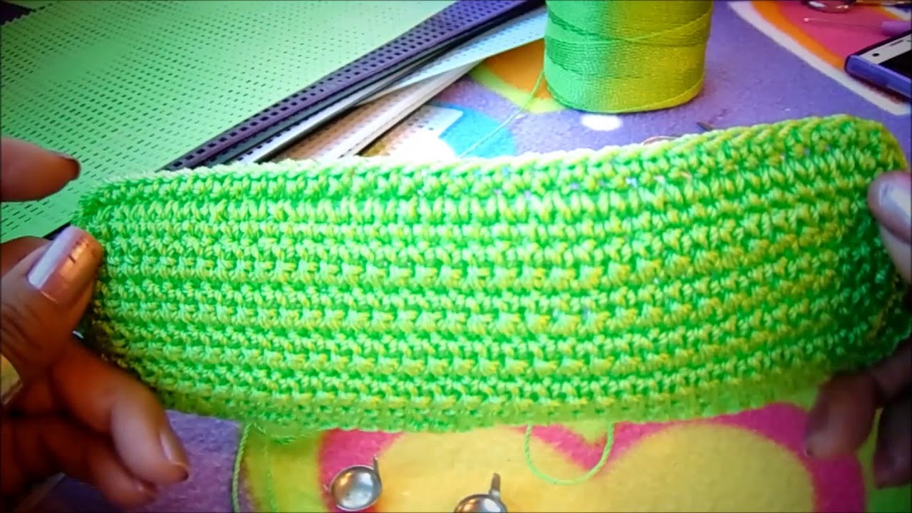 Base no. 1 a crochet con maya plastica para tus bolsas