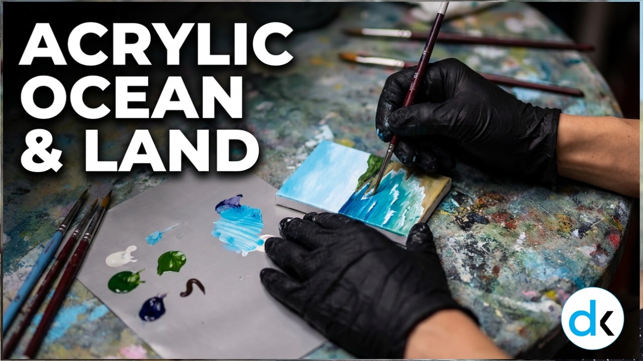 Creating an Acrylic ocean & Land painting