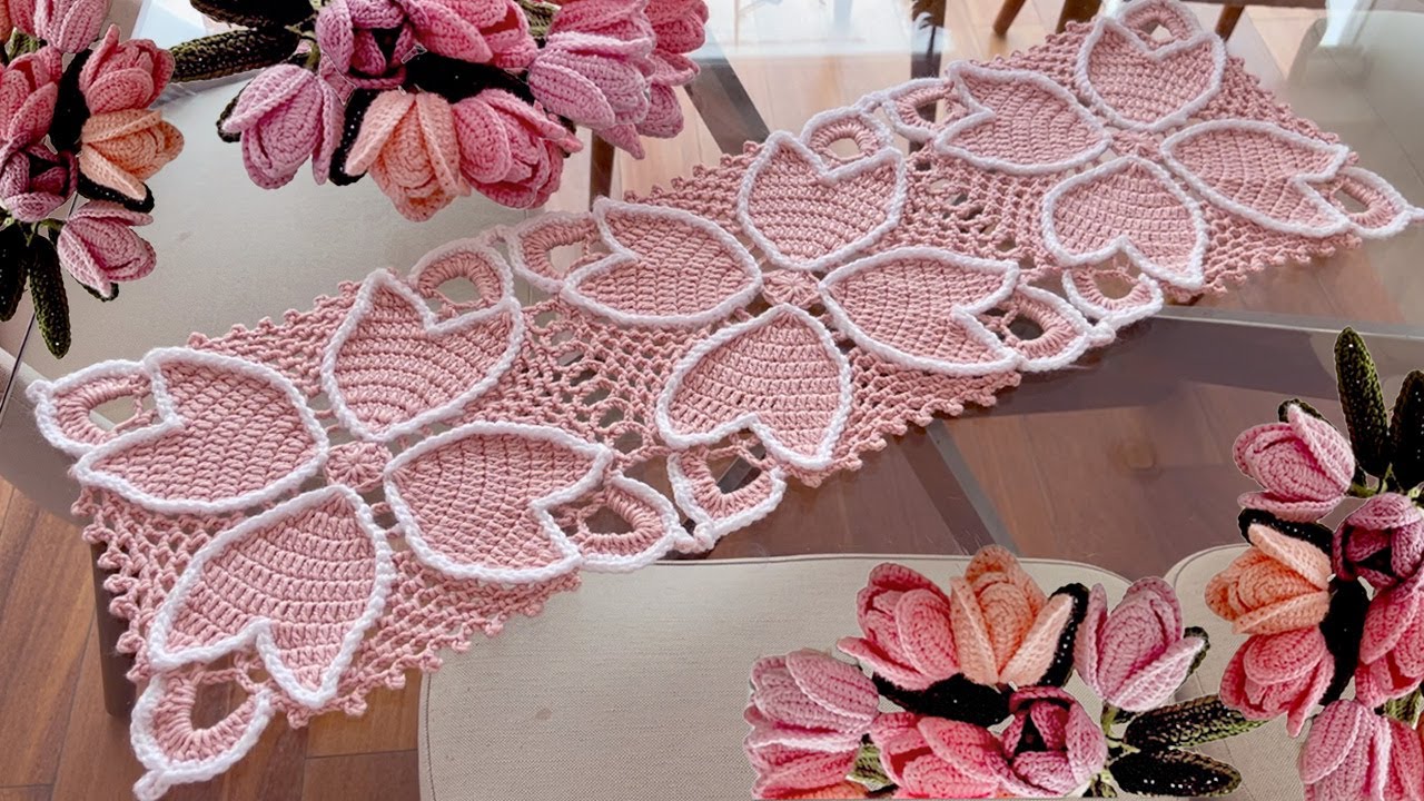 CENTRO DE MESA DE CUADRADO DE TULIPANES Fácil TUTORIAL Crochet FLOWER KNITTING TULIP