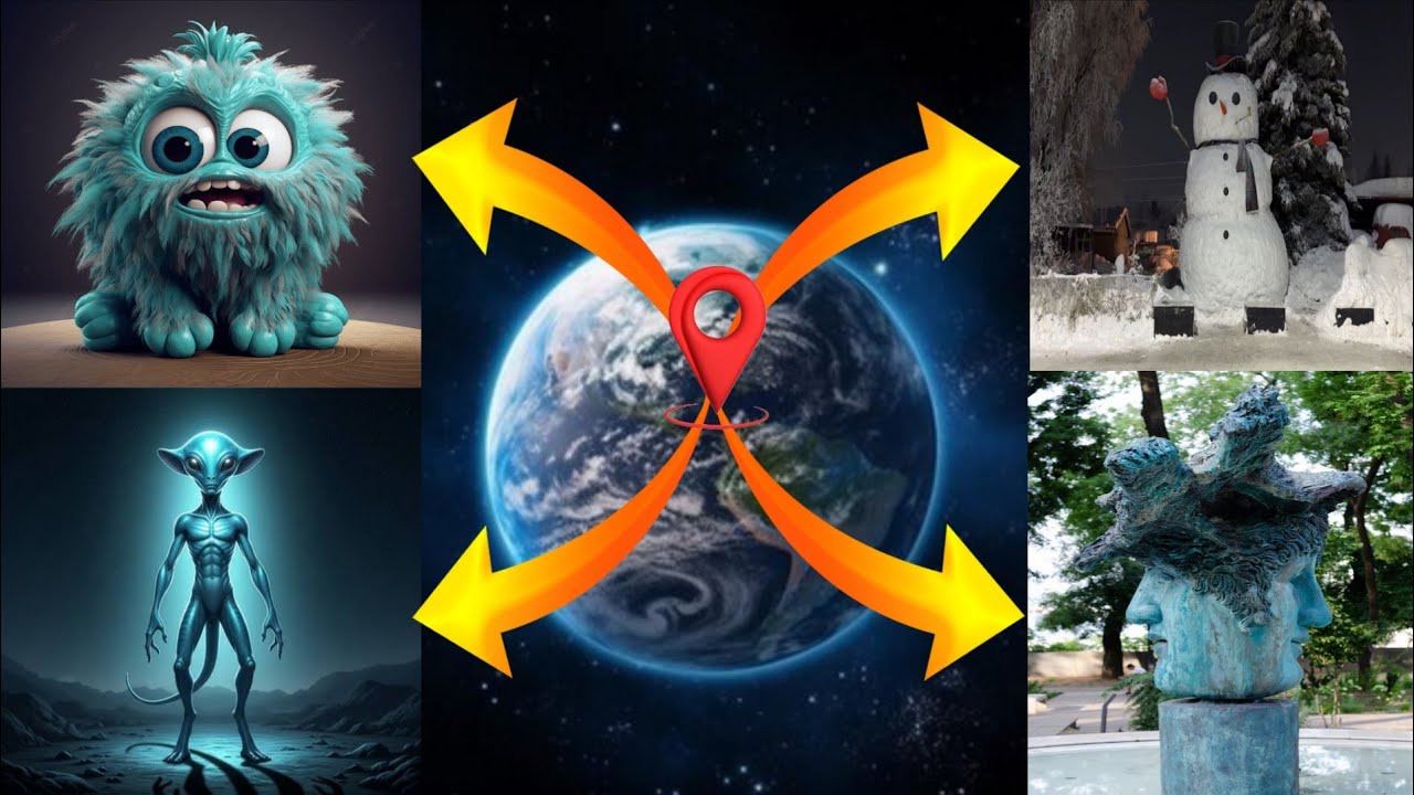 I Found eyes monster and Snow Man Vs alien and Two head Sculpture#earth #maps #growthlocation17 