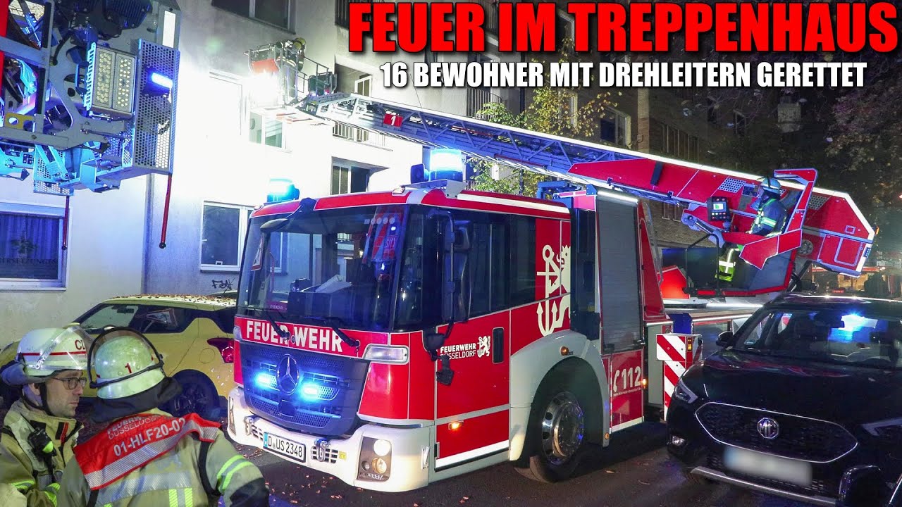 [FEUER MIT UMFANGREICHER MENSCHENRETTUNG!] - Brand im Treppenhaus ~ 16 Bewohner gerettet -