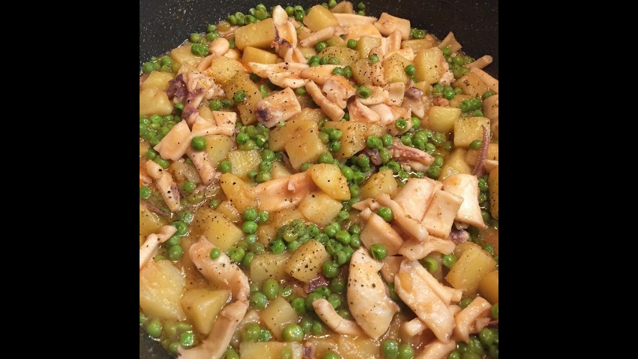 CALAMARI con PATATE e PISELLI