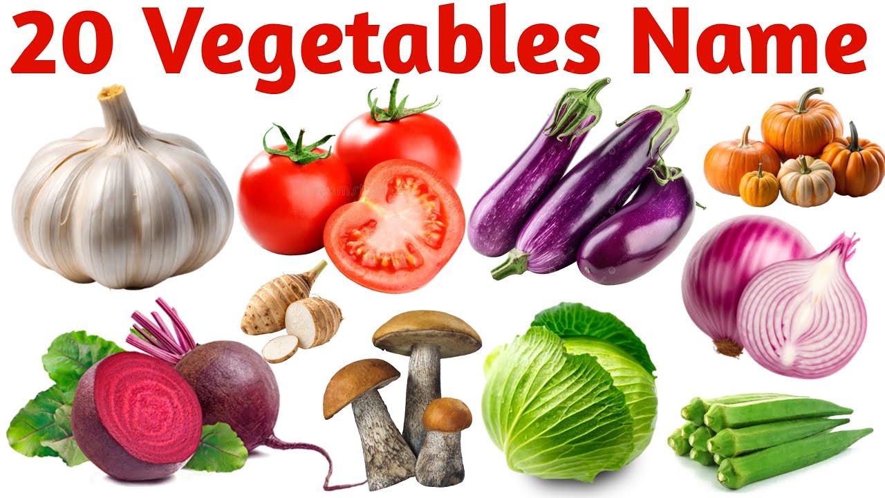 सब्जियों के नाम | 20 Vegetable Names in English for Kids | Preschool Vegetable Learning Video
