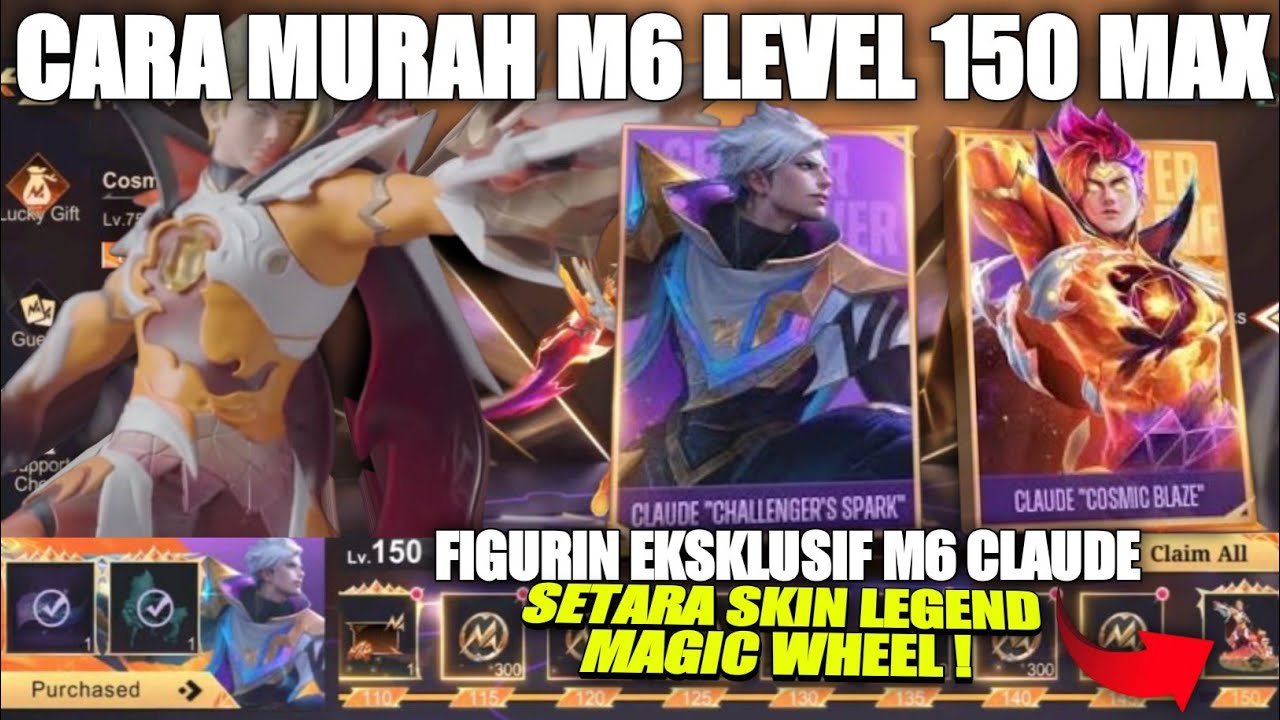 SETARA LEGEND!! Cara Murah M6 Level 150 Max Full Pass Figurin Claude Mobile Legends