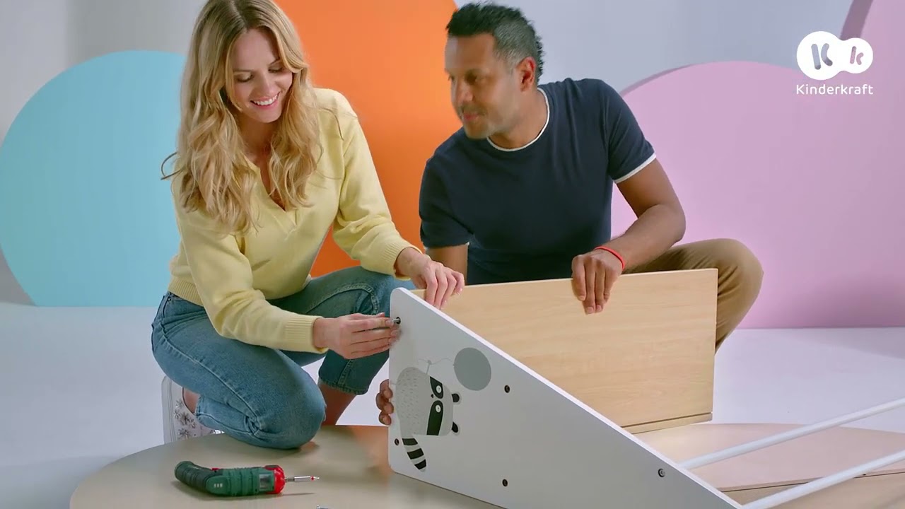 How to assemble the Kinderkraft RACOON bookshelf with containers How to video   Tutorial