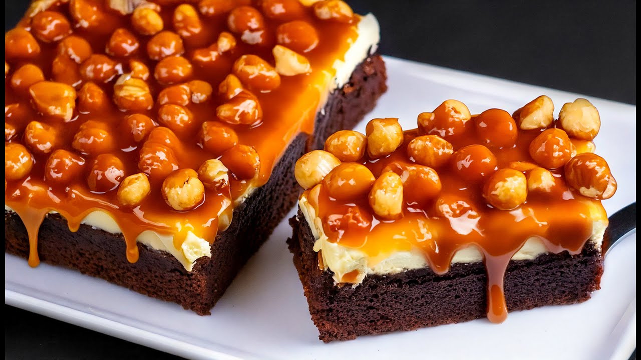 Ein vergessenes Rezept aus der Konditorei: Zarter Brownie mit Karamell und Nüssen