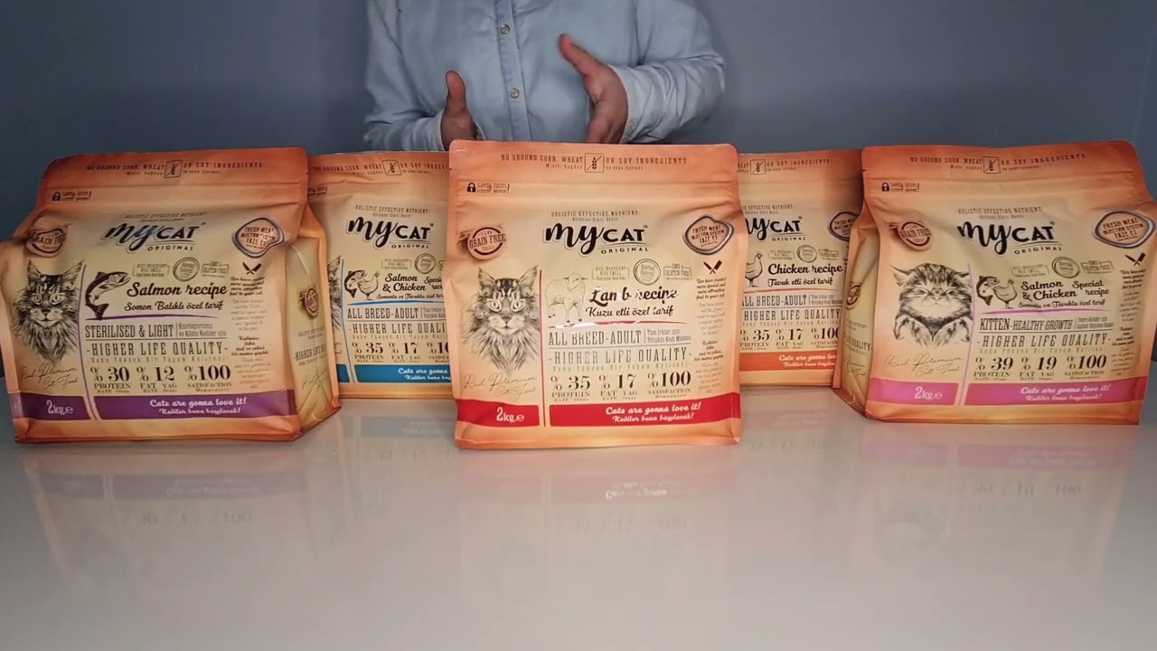 Yerli üretim Mycat low grain kedi mamaları ve içerikleri