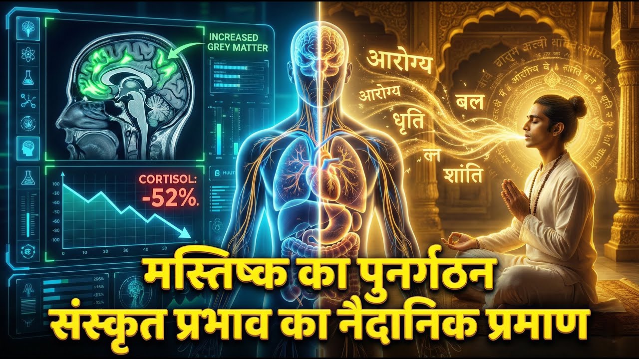 संस्कृतम् प्रभाव Clinical Proof: 12 हफ्ते जप से तनाव रीकॉड — Cortisol 52%↓ 🕉️🧠 #stressrelief #tvt