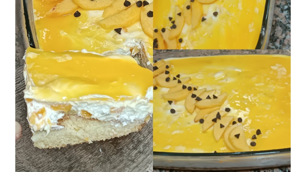ندمت علاش جربتها😏  وليت مدمنة عليها  كيكة بالخوخ 🍑باردة منعشة جربيها وحكمي😋👇