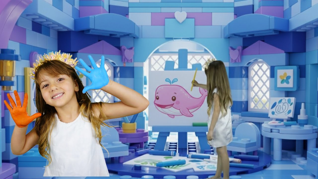 A Baleia é Amiga da Sereia - Aquarela e Dedos Coloridos - Música Infantil por Isabella e Bia