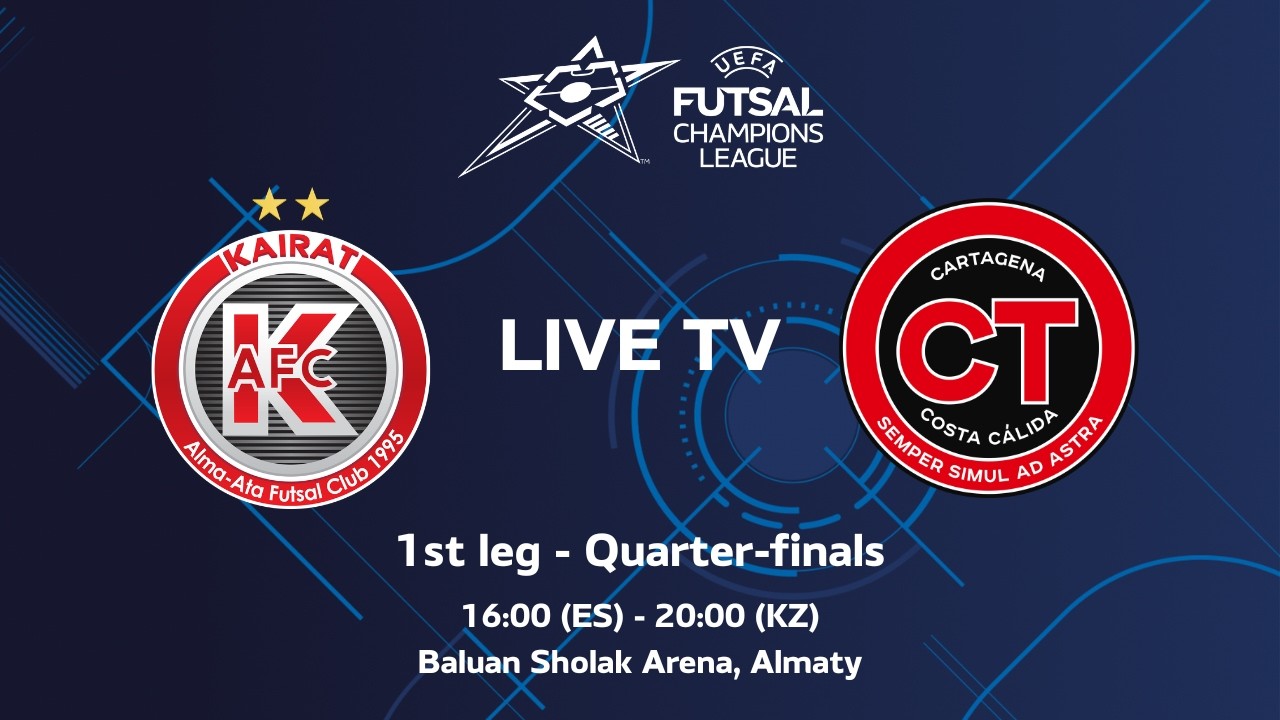 📺🔴 LIVE TV | Kairat Almaty 🇰🇿🆚🇪🇸 𝐉𝐢𝐦𝐛𝐞𝐞 𝐂𝐚𝐫𝐭𝐚𝐠𝐞𝐧𝐚 𝐂𝐨𝐬𝐭𝐚 𝐂á𝐥𝐢𝐝𝐚 | 🏆🇪🇺 UEFA Futsal Champions League