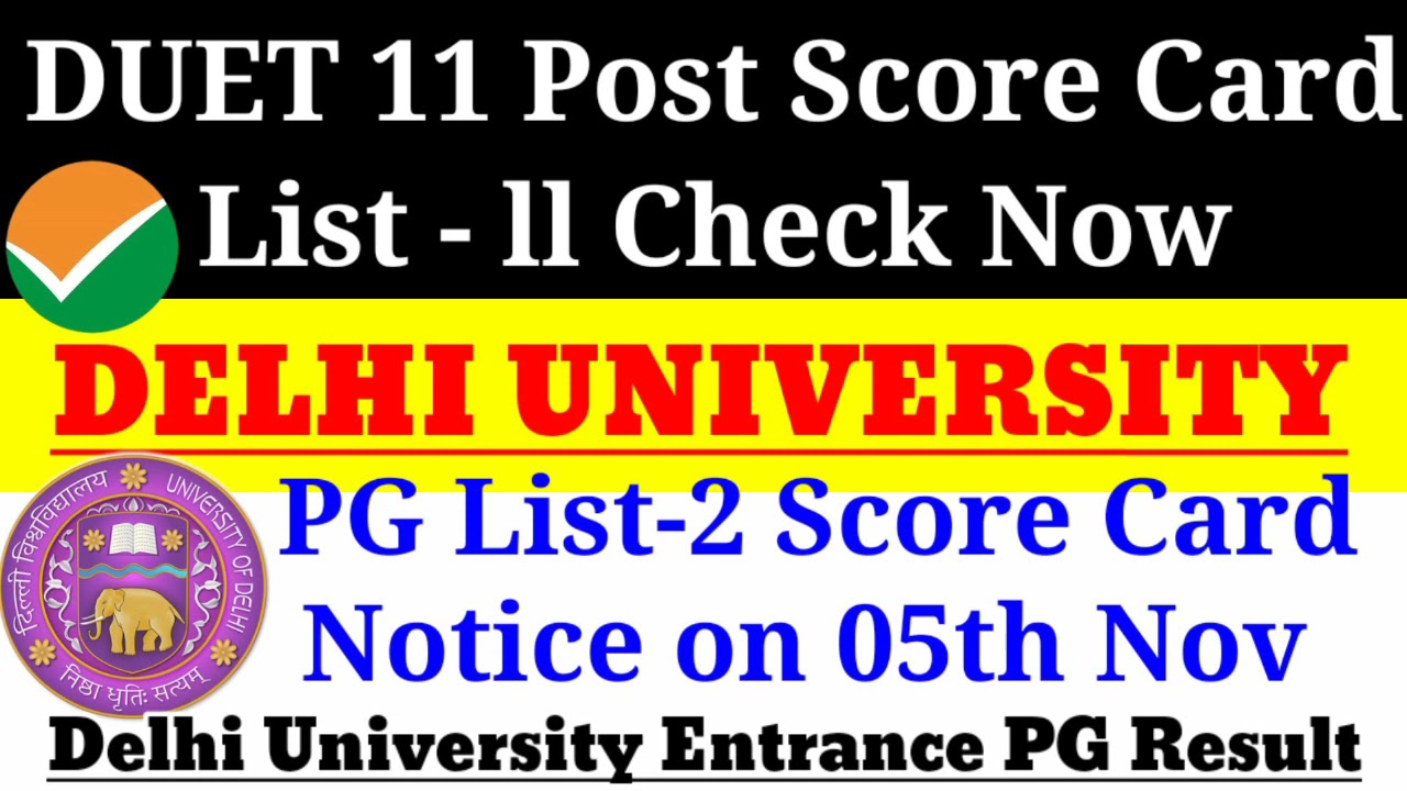 DUET PG Result 2021,How to Check DUET PG Score Card,Delhi University PG Result Download, DUET Result