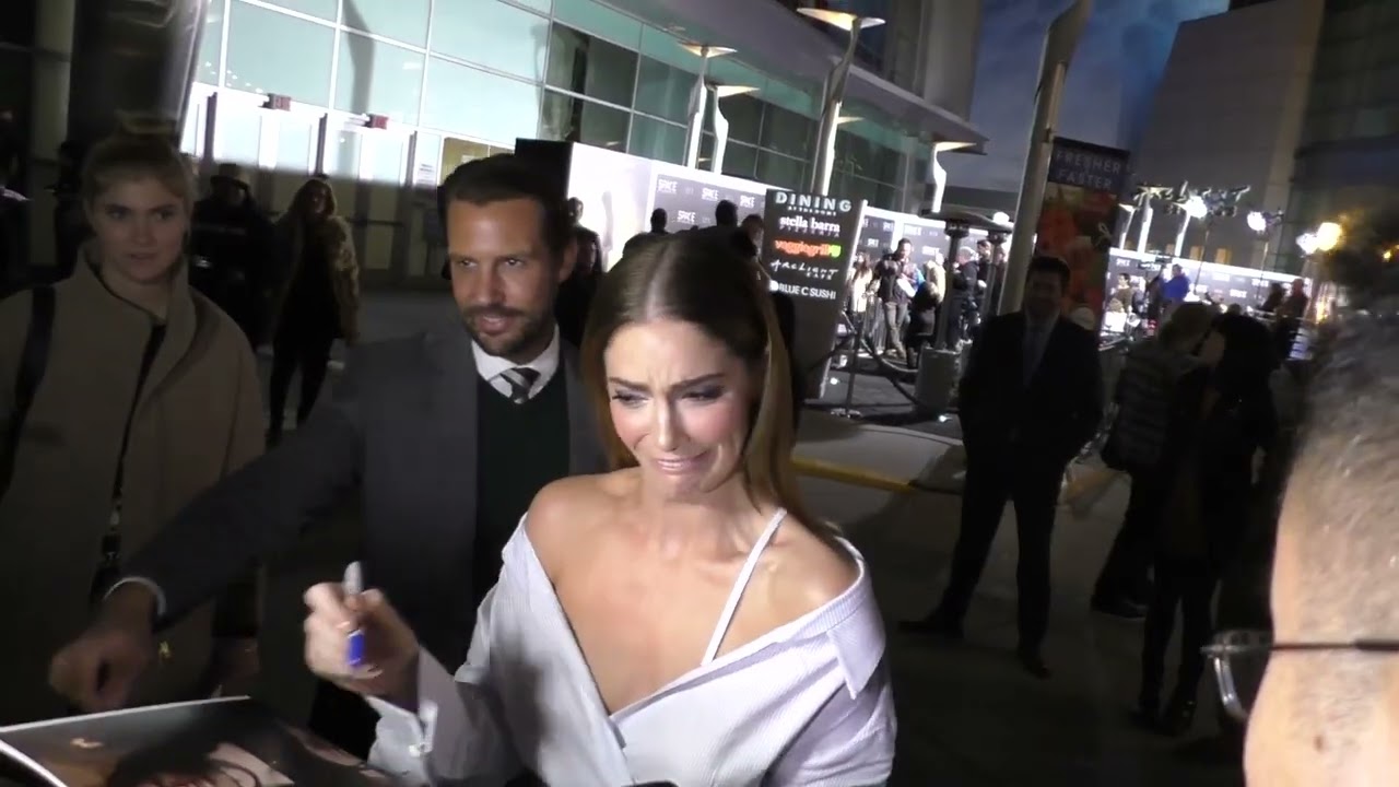 Janet Montgomery greets fans outside ArcLight Theatre in Hollywood