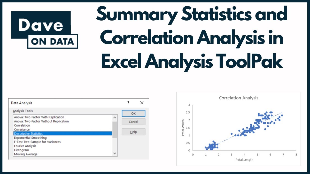 Summary Statistics and Correlation Analysis in Excel Analysis ToolPak