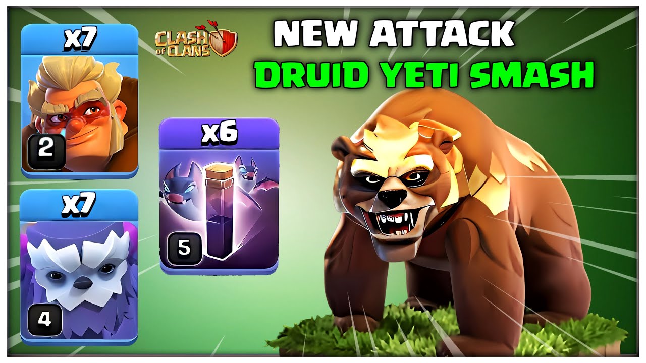 NEW HEALING TROOP ARMY | Th14 Yeti Druid Attack Strategy | Best Th14 Druid Attack in Clash of Clans