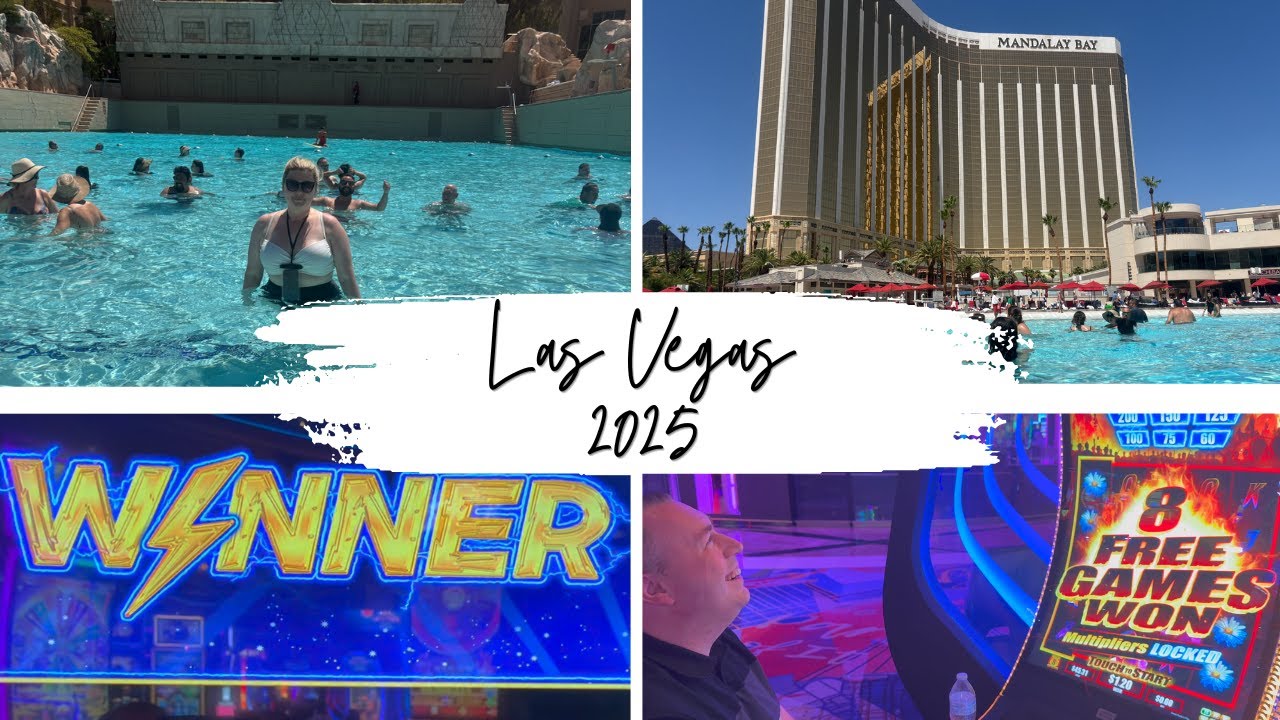Las Vegas Summer Trip - Day 3 | Biggest WIN (so far) | Mandalay Bay Pool & Beach Fail | Casino Slots