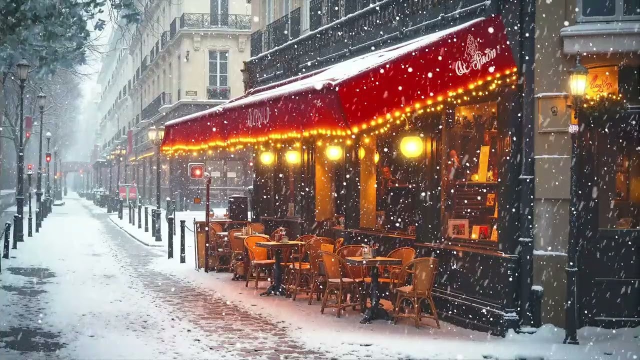 🌨️ Gentle Jazz Melodies Flowing Through Winter Cityscapes | 🎼 A Warm Haven in Snowy Silence