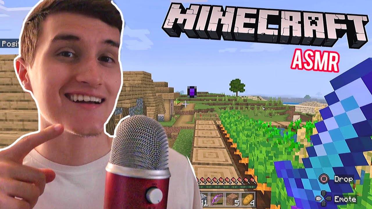 ASMR Minecraft Relaxing Gameplay (controller sounds + gum chewing)