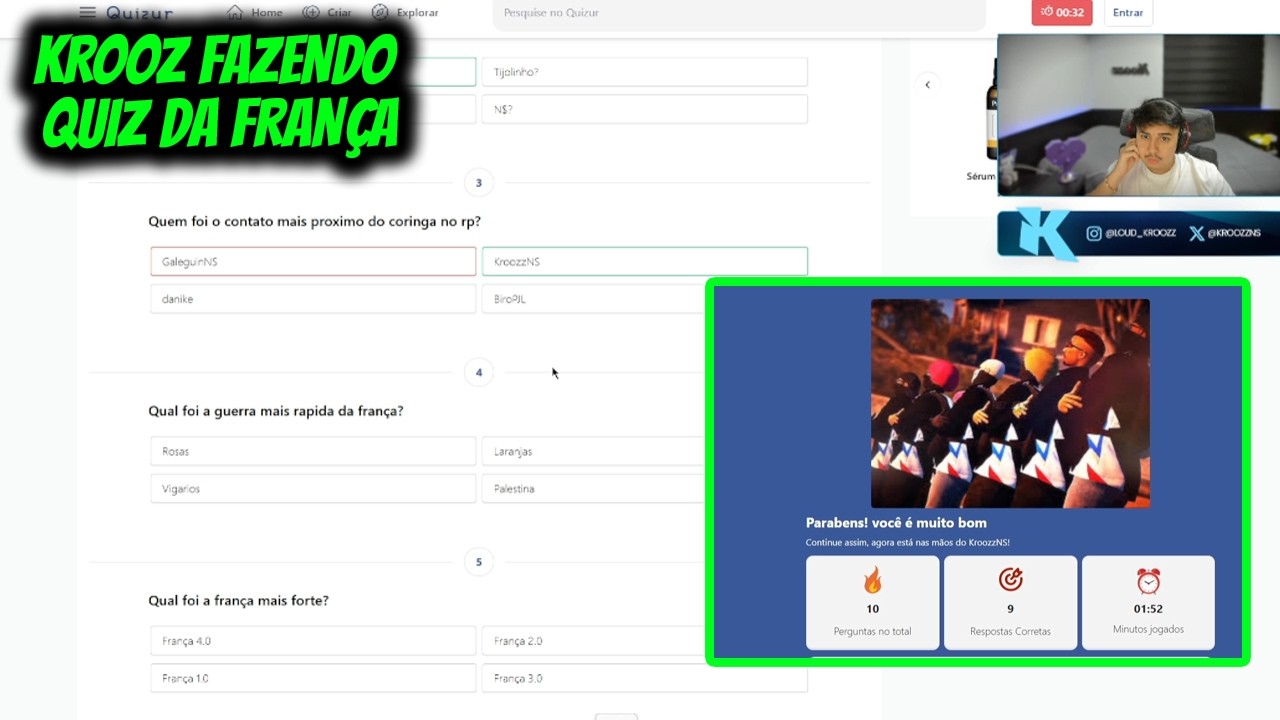 KROOZ FAZENDO QUIZ DA FRANÇA