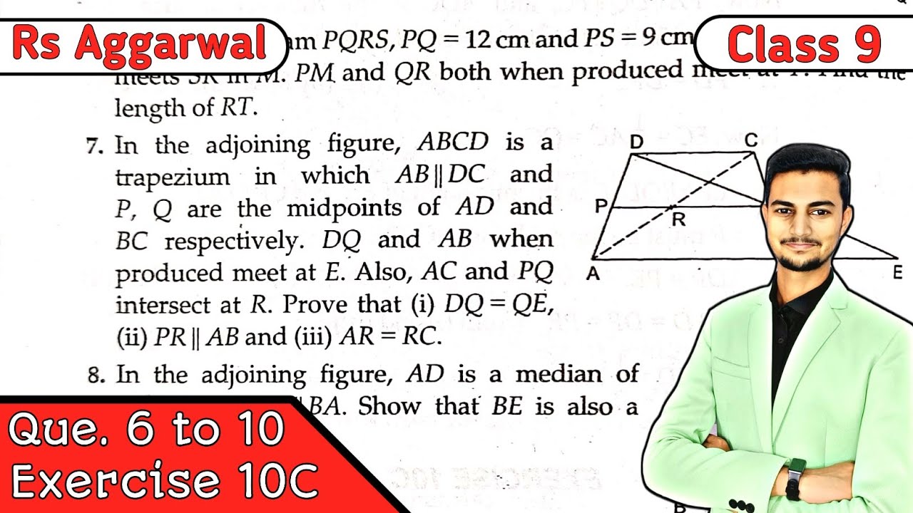 Exercise 10C Q6 to Q10 || Quadrilaterals || Rs Aggarwal Class 9 || CBSE || MD Sir class 9