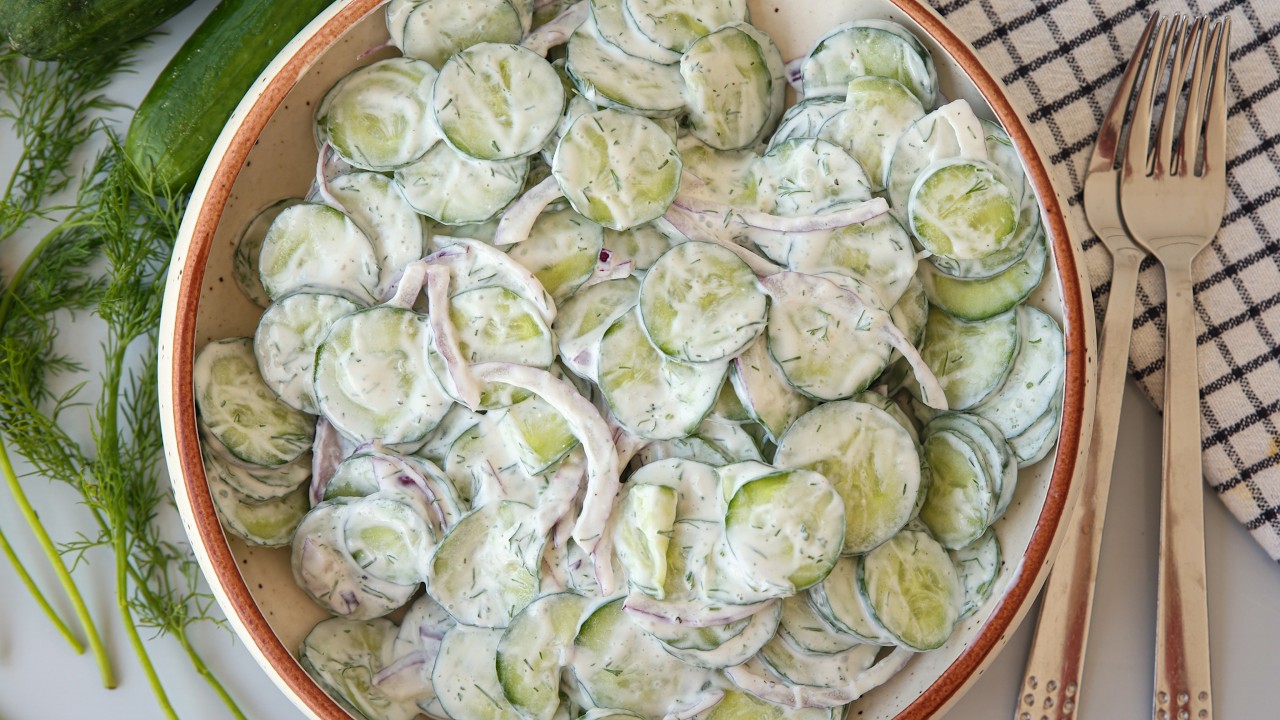 10-Minute Creamy Cucumber Salad (Perfect Side Dish)