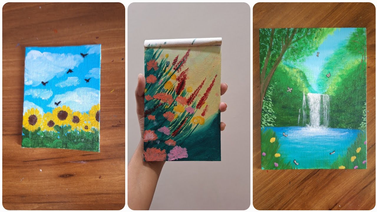 Простые идеи для рисования пейзажей акрилом 🖼 ✨️