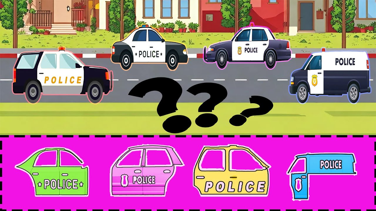 Find car doors for Police Car - Complete the puzzle | Police Vehicles