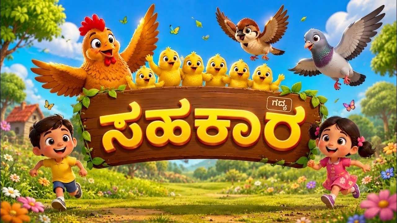 🔥 ಒಂದನೇ ತರಗತಿ ಪಾಠ 2 ಸಹಕಾರ | 1st Standard Kannada Lesson 2 ✨ Sahakara Cartoon | BasavaCareerEdu 🌾🐔 