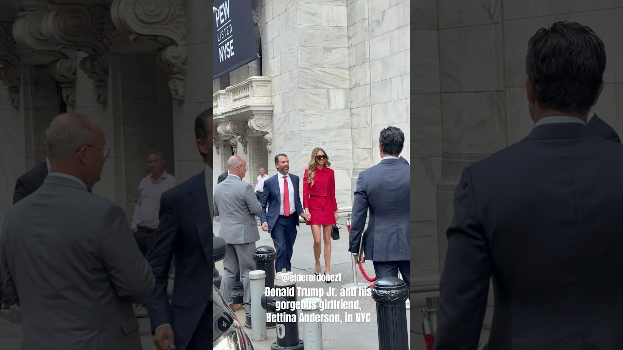 Donald Trump Jr. and his gorgeous girlfriend, Bettina Anderson, were sharing a kiss  in NYC today
