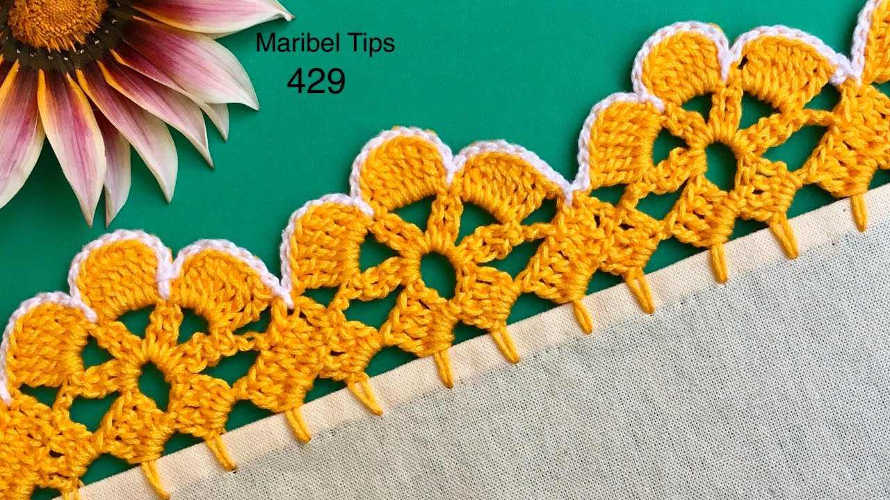 HERMOSA Puntilla Bonita Facil y Muy Rapida # 429🌺ORILLAS SERVILLETAS Y FLORES