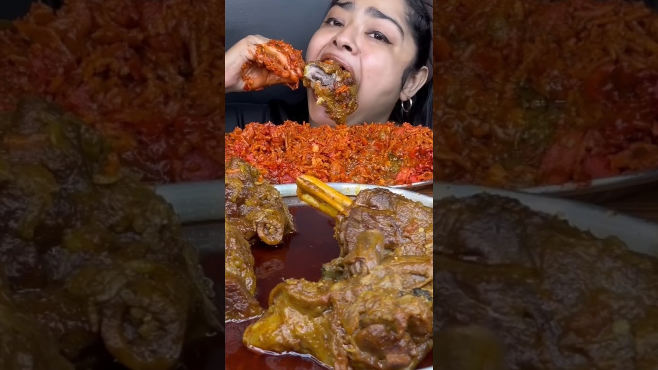 SPICY MUTTON FAT CURRY WITH SPICY MUTTON NALLI CURRY AND SPICY CHICKEN CHOPPER RICE | ASMR MUKBANG