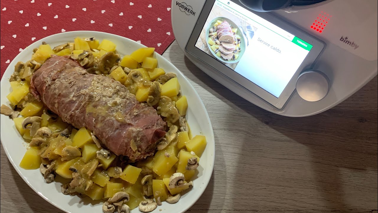 Polpettone di carne con funghi e patate cotto la vapore con bimby