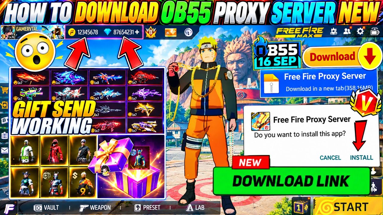 HOW TO DOWNLOAD PROXY SERVER IN FREE FIRE, HOW TO USE PROXY SERVER IN FREE FIRE, VIP PROXY SERVER