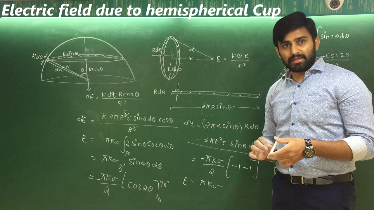 Physics | Electrostatics | JEE/NEET lecture 10 - Electric field due to a charged Hemispherical cup
