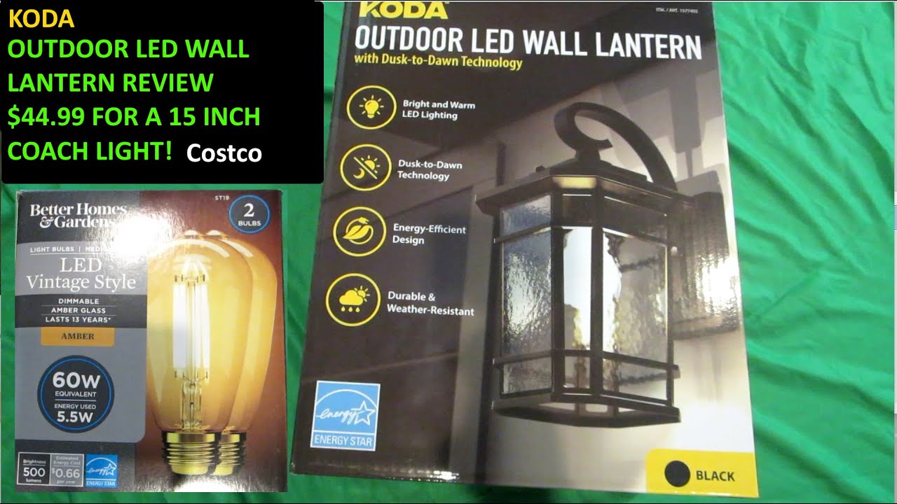 KODA Outdoor LED Wall Lantern $44.99 Large Coach light 15 inch at Costco
