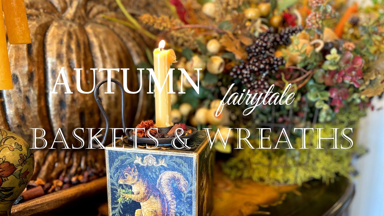 WHIMSY FRENCH COUNTRY DECORATING ~ AUTUMN BASKETS & WREATHS ~ PUMPKINS, FLOWERS, & BASKETS