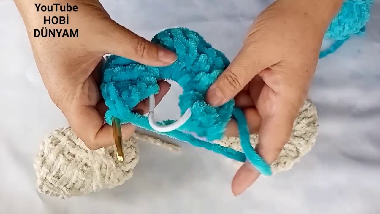 Saç tokası yapımı/Kadife ip ile lastikli örme saç tokası yapımı