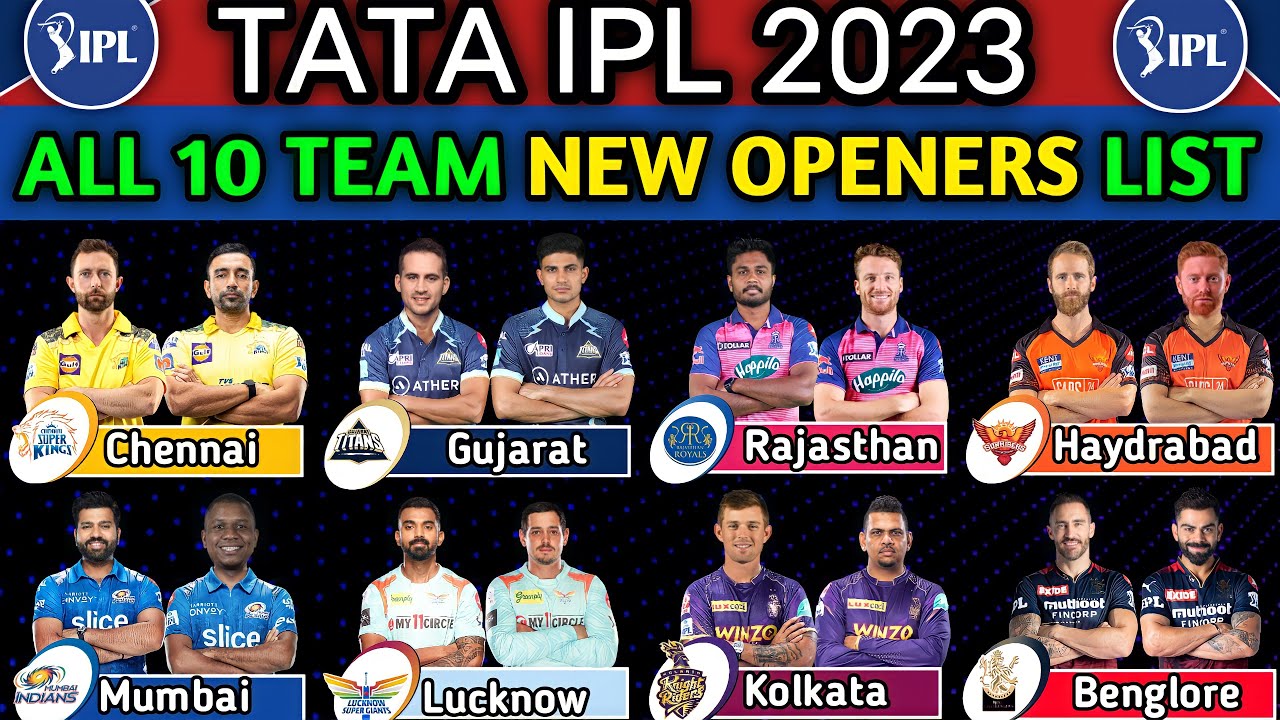 TATA IPL 2023 | IPL All 10 Team Possible Openers list | All Team Openers list 2023 |