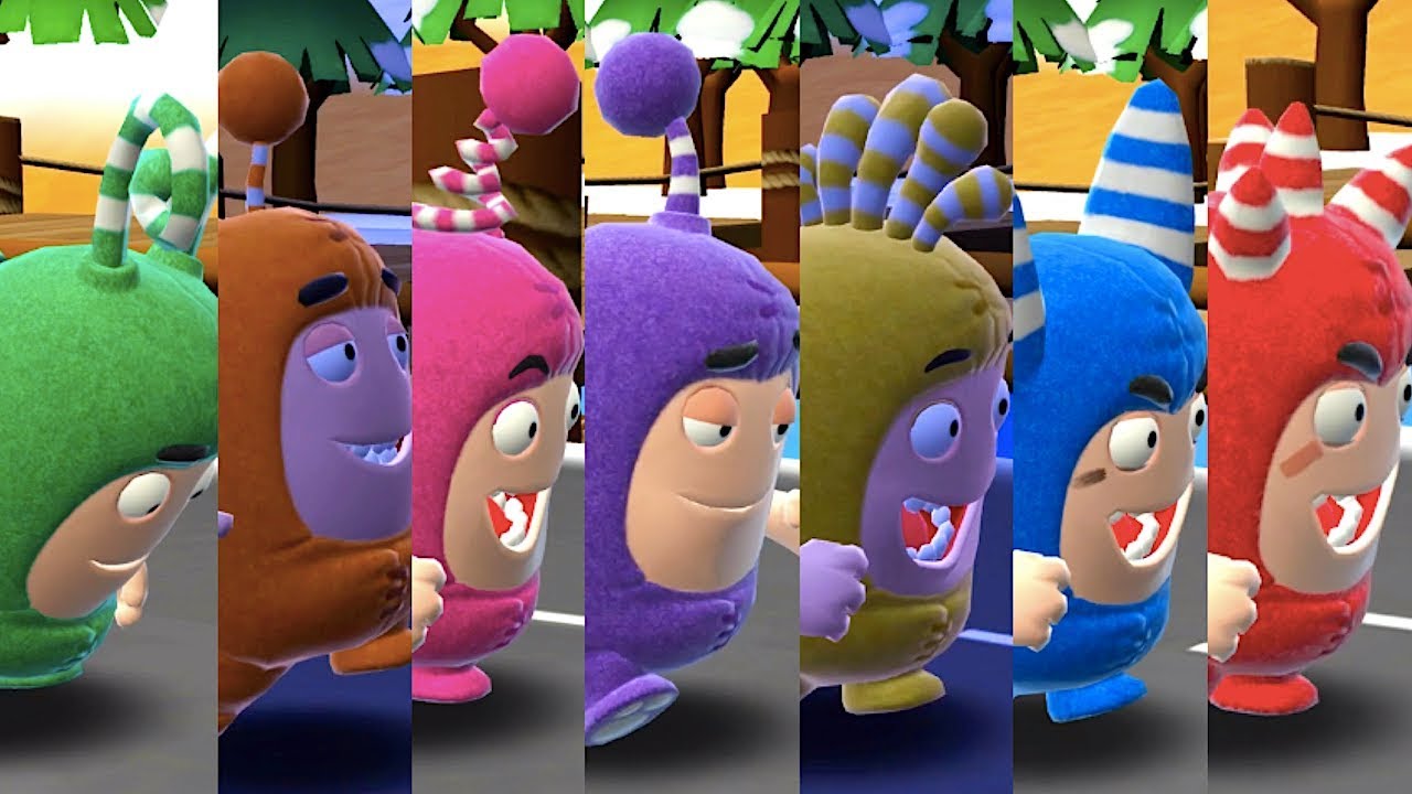 Oddbods Turbo Run - Zee, Slick, Newt, Jeff, Bubbles, Pogo and Fuse - All Runs