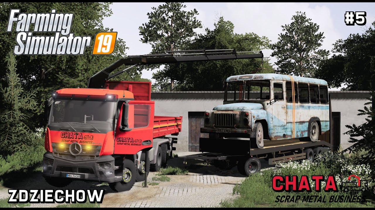 Transporting old bus to scrapyard | Scrap business on Zdziech&oacute;w | Farming Simulator 19 | Episode 5