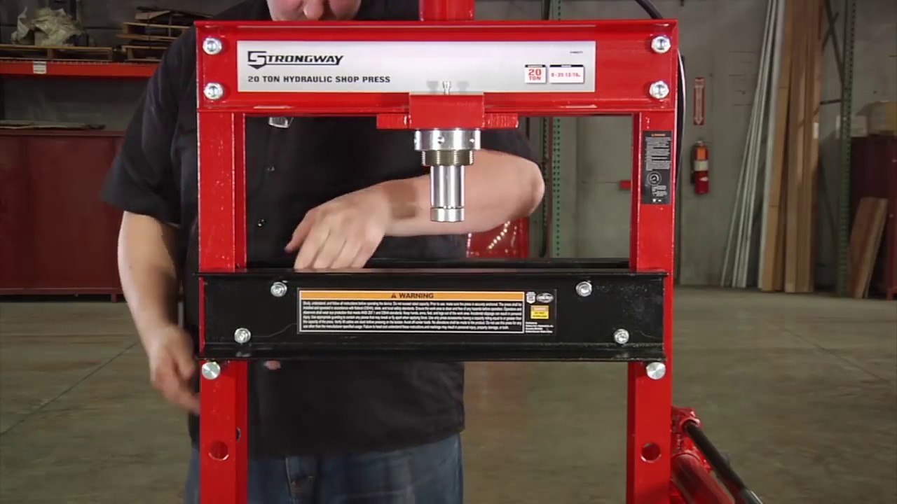 Strongway Hydraulic Shop Press with Gauge - 20-Ton Capacity