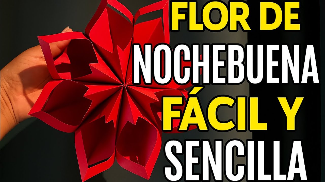 Cómo hacer una Flor de Nochebuena de papel | Manualidad navideña fácil y bonita paso a paso