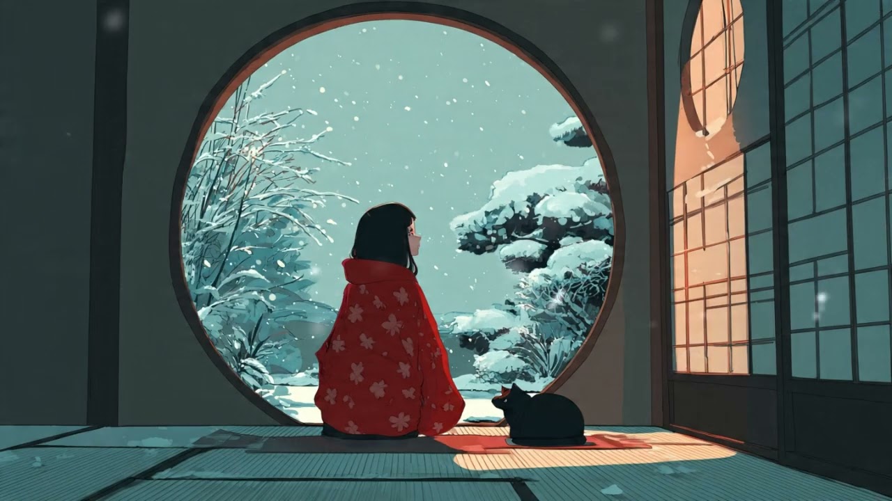 Zen Garden Snowfall ❄️ Japanese Lofi [Kyoto Night Dreams]