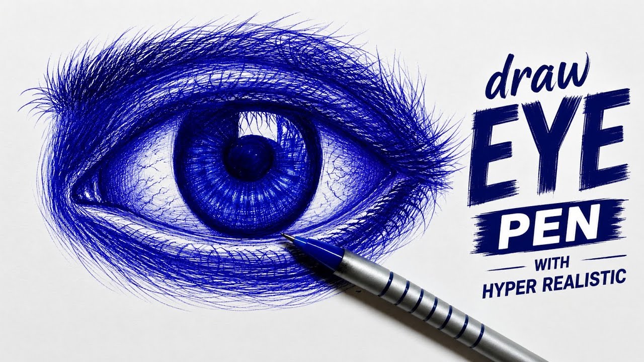 How To Draw Realistic Eye With Pen || For Beginners 