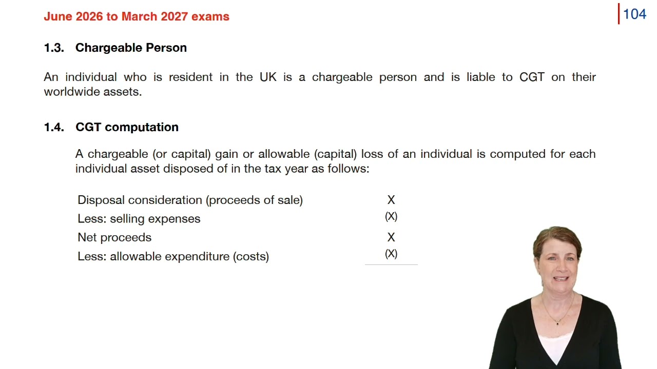ACCA TX-UK FA2025 Глава 12 Налог на прирост капитала &mdash; Физические лица (часть 1) &mdash; Лекции ACCA TX-UK