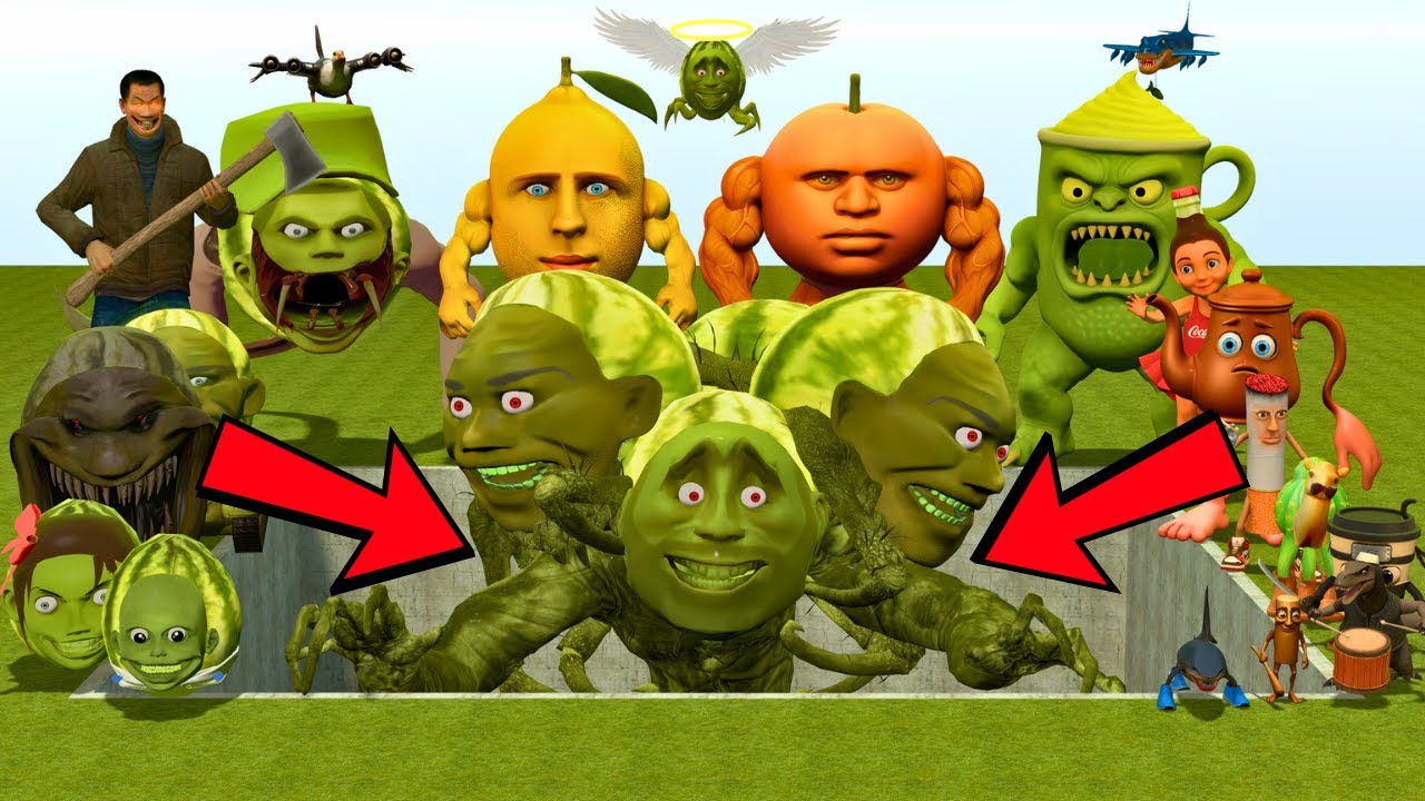 ALL ITALIAN AI BRAINROT VS THE GIANT PIT WITH INFECTED LIN GANG MELON ZOMBIE CARRIER - Garry's Mod