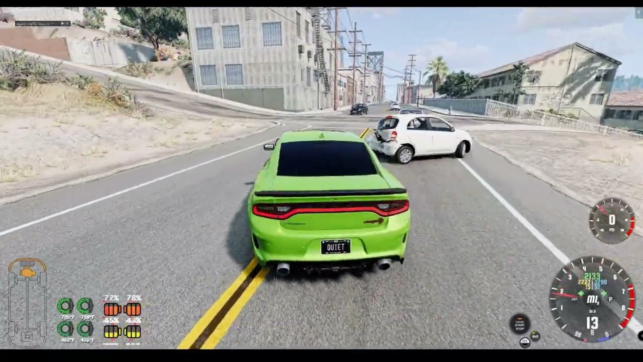 Charger with burble tune takes on street #beamngmods #beamngdrive #charger new e85 idle