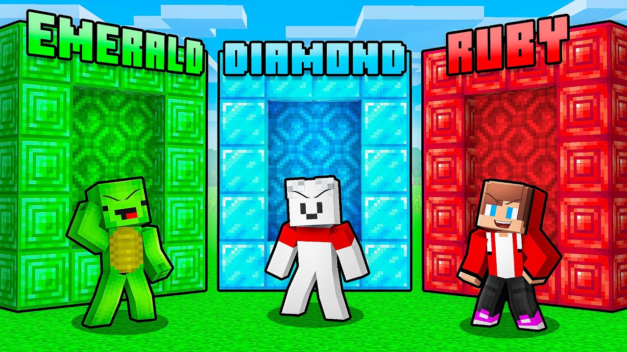 JJ and Mikey: TREASURE CHOOSE A RIGHT PORTAL BATTLE in Minecraft - Maizen